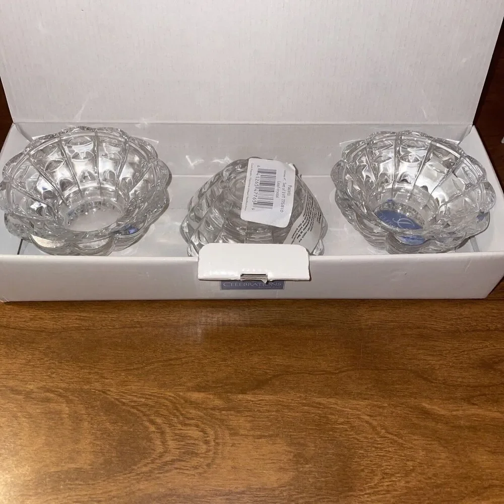 Mikasa Votive Candle Holders Celebrations Facets Collection Set Of 3 Open Box